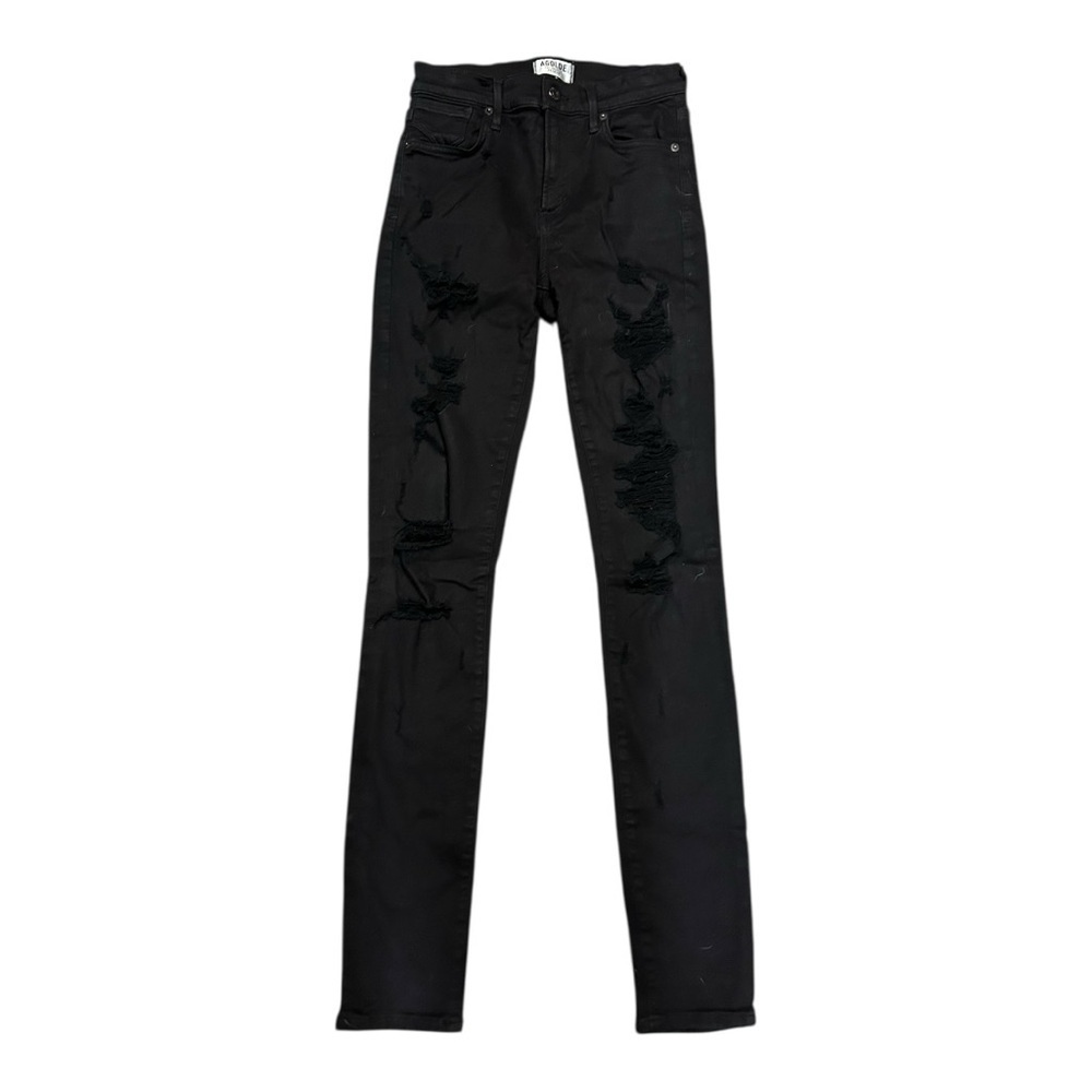 Agolde Sophie Skinny Premium Distressed Black Jeans Size 25